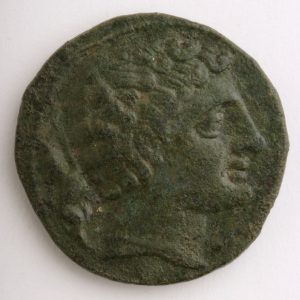 0120. As celibérico de Segeda, anverso, (Mara, Zaragoza). Hacia 170-153 a.C. Inv. 53024