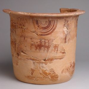 0150. Kalathos de cerámica con decoarción pintada. Segeda (Mara, Zaragoza). Hacia 170-153 a.C. Inv. 53032