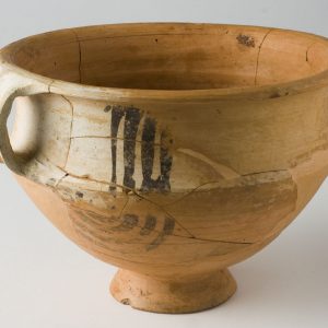 0170. Crátera en cerámica con asas y decoración pintada. Segeda (Mara, Zaragoza). Hacia 170-153 a.C. Inv. 53029