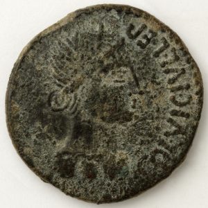 0340. As hispano-latino, anverso, Colonia Victrix Iuluia Lepida (Velilla de Ebro, Zaragoza). 39 a.C. Inv. 54249
