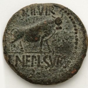 0340. As hispano-latino, reverso, Colonia Victrix Iuluia Lepida (Velilla de Ebro, Zaragoza). 39 a.C. Inv. 54249