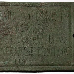 0500. Tabula ansata con inscripción latina, bronce. Turiaso (Tarazona, Zaragoza). Siglos I-II d.C. Inv. 54222