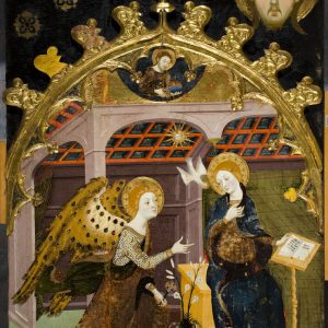 Anunciación. Retablo de la Resurrección. Temple sobre tabla. Jaime Serra. Italogótico. Hacia 1382-1383. Monasterio de Canonesas del Santo Sepulcro. Zaragoza. Inv. 10009