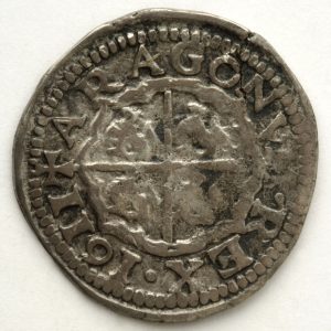 1161. Real de Felipe II de Aragón y III de España,plata, reverso. Zaragoza, 1611. Inv. 54258