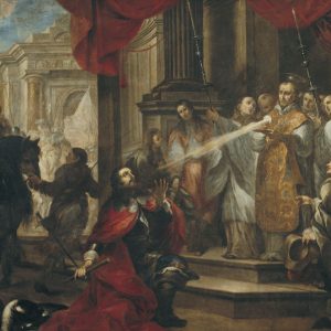 1210. La conversión del Duque de Aquitania, óleo sobre lienzo, Vicente Berdusán,1673