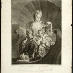 Venus y Eros. Estampa aguafuerte sobre papel verjurado. Jean François de Troy. Siglo XVIII. Inv. 54259.Depósito Mercedes Aguilá Grau.