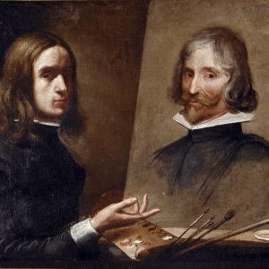 Autorretrato pintando a su padre Daniel Martínez. Óleo sobre lienzo. Jusepe Martínez. Barroco. Hacia 1630. Inv. 10152.