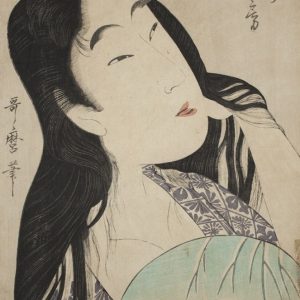 El actor Nokamura Daikichi,Nishiki - e en Papel japonés Kozo, Kitagawa Utamaro, 1801-1802 Inv. 49445.( Detalle del rostro)