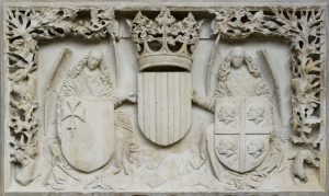 Escudo de armas de la Diputación del Reino de Aragón. Arenisca. Franci Gomar y Fortaner de Usesques. 1448-1449. Inv. 11148.