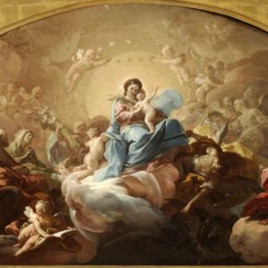 La Virgen con el niño rodeada de santos. Óleo sobre lienzo. Corrado Giaquinto. Hacia 1750-1753. Inv. 54238.