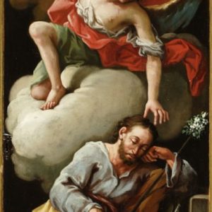 El sueño de San José. Óleo sobre tabla. José Luzán. Hacia 1776-1770. Inv. 10128.