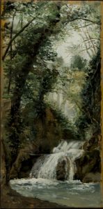 Cascada del Monasterio de Piedra. Óleo sobre tabla. Carlos de Haes. Hacia 1872-73. Inv. 10403.