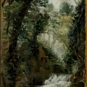 Cascada del Monasterio de Piedra. Óleo sobre tabla. Carlos de Haes. Hacia 1872-73. Inv. 10403.