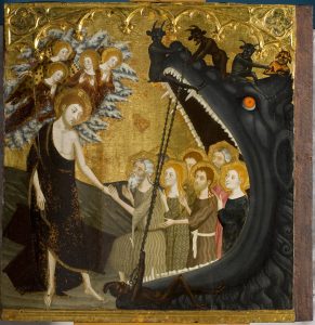 Descenso a los infiernos. Retablo de la Resurrección. Temple sobre tabla. Jaime Serra. Gótico. Hacia 1361-62. Monasterio del Santo Sepulcro. Zaragoza. Inv. 10005.