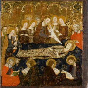 Dormición de la Virgen María, retablo de la Resurrección, temple sobre tabla, Jaime Serra, hacia 1361-62, monasterio de la Resurrección del Santo Sepulcro, Zaragoza, Inv. 10008