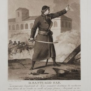 Ruinas de Zaragoza. Mosén Santiago Sas. Aguafuerte y aguatinta sobre papel. Juan Galvez y Fernando Brambila. Hacia 1851-1900 . Inv. 15329. Ruinas de Zaragoza. Josef de la Hera. Aguafuerte y aguatinta sobre papel. Galvez y Brambila. Hacia 1851-1900. Depósito: Real Academia de NN. y BB. AA. de San Luis