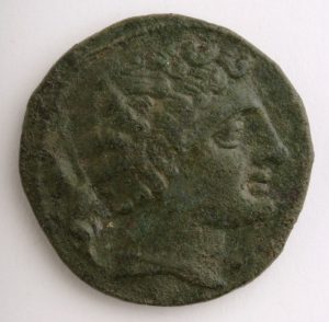 As de Sekaisa (Mara, Zaragoza), anverso. Bronce. Cultura celtibérica. 170-153 a.E. Inv. 53024.