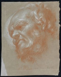 Cabeza de San Felipe. Dibujo a sanguina. Francisco Bayeu. Hacia 1780. Inv. 9216. Depósito de la Real Academia de NN. y BB. AA. de San Luis