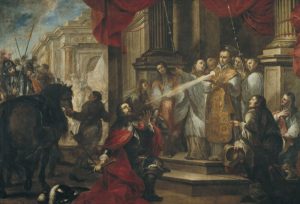 La conversión del Duque de Aquitania. Óleo sobre lienzo. Vicente Berdusán. Barroco. 1673. Inv. 35261.