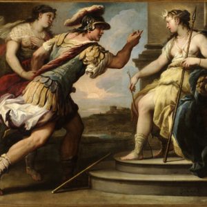 Céfalo y Procris ante Diana. Óleo sobre lienzo. Luca Giordano. Hacia 1695. Barroco. Inv. 54239.