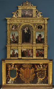 Retablo de la Virgen con el niño. Óleo sobre tabla. Jerónimo Vallejo Cosida. Renacimiento. Hacia 1569. Cárcel de la Manifestación del Reino de Aragón. Inv. 9435.