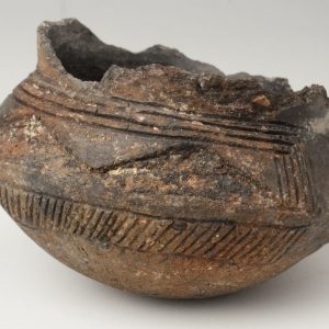Vasija con decoración excisa. Cerámica. Primera Edad del Hierro. 750-650 a.E. El Morredón (Fréscano, Zaragoza). Inv. 48008.