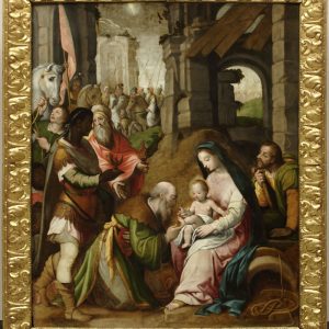 Adoración de los Reyes Magos. Óleo sobre tabla. Pablo Scheppers. Renacimiento. Hacia 1580-1585. Inv. 10099.