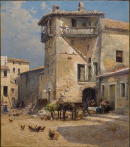 Plaza de Antícoli Corrado. Óleo sobre lienzo. Mariano Barbasán Lagueruela. 1922. Inv. 10084.