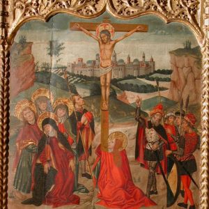 Calvario. Óleo sobre tabla. Juan de la Abadía. Gótico. Hacia 1490. Inv. 10040.