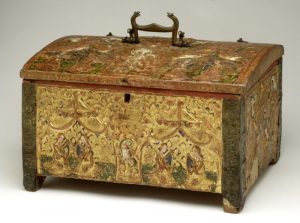 Arquilla amatoria. Madera policromada. Gótico. Siglo XV. Inv. 15206.