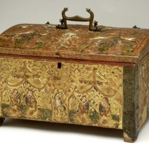 Arquilla amatoria. Madera policromada. Gótico. Siglo XV. Inv. 15206.