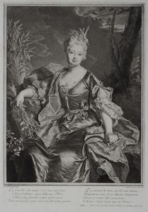 Ceres. Estampa aguafuerte sobre papel verjurado. Hyacinthe Rigaud. 1728. Inv. 54260. Depósito Mercedes Aguilá Grau.