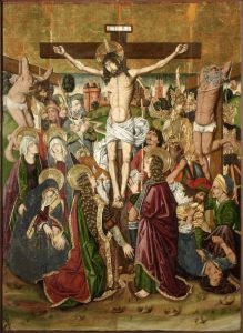 Crucifixión. Retablo de la Santa Cruz. Miguel Jiménez y Martín Bernat. Gótico Hispanoflamenco. Hacia 1481-1487. Iglesia de Blesa (Teruel). Foto: José Garrido. MdZ.