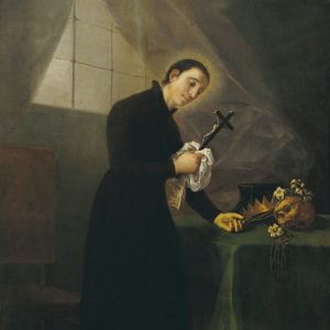 San Luis Gonzaga meditando en su estudio ante un crucifijo. Óleo sobre lienzo. Francisco de Goya y Lucientes. Hacia 1798. Inv. 51125.
