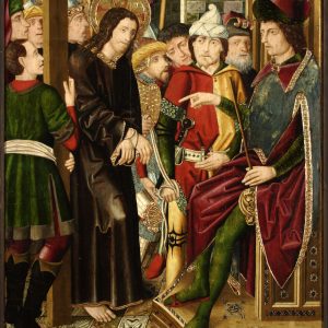 Jesús ante Caifas. Retablo de la Santa Cruz. Miguel Jiménez y Martín Bernat. Gótico Hispanoflamenco. Hacia 1481-1487. Iglesia de Blesa (Teruel). Foto: José Garrido. MdZ.