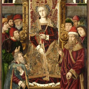 Santa Elena reunida con los judíos. Retablo de la Santa Cruz. Óleo sobre tabla. Miguel Jiménez y Martin Bernat. Gótico Hispanoflamenco. Hacia 1483-87. Iglesia de Blesa . Teruel. Inv. 10030.