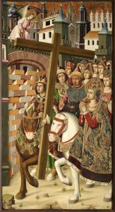 Santa Elena y el emperador Heraclio. Retablo de la Santa Cruz. Óleo sobre tabla. Miguel Jiménez y Martín Bernat. Gótico Hispanoflamenco. Hacia 1481-87. Iglesia de Blesa . Teruel. Inv. 10029.