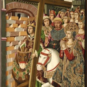 Santa Elena y el emperador Heraclio. Retablo de la Santa Cruz. Óleo sobre tabla. Miguel Jiménez y Martín Bernat. Gótico Hispanoflamenco. Hacia 1481-87. Iglesia de Blesa . Teruel. Inv. 10029.