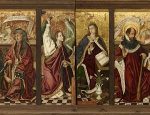 Apostolado y Anunciación. Banco del retablo de la Santa Cruz. Miguel Jiménez y Martín Bernat. Gótico. Hacia 1483-1487. Iglesia de Blesa. Teruel. Inv. 10023.