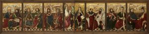 Apostolado y Anunciación. Banco del retablo de la Santa Cruz. Miguel Jiménez y Martín Bernat. Gótico. Hacia 1483-1487. Iglesia de Blesa. Teruel. Inv. 10023.