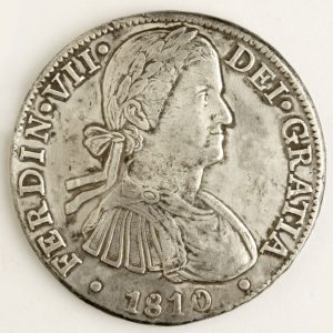 Ocho reales de Fernando VII, anverso. Méjico. Plata. 1810. Inv. 08860.