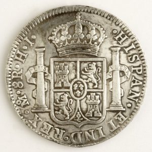 Ocho reales de Fernando VII, reverso. Méjico. Plata. 1810. Inv. 08860.