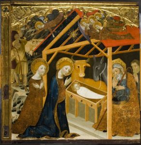 Natividad. Retablo de la Resurrección. Óleo sobre tabla. Jaime Serra. Gótico. Hacia 1361-62. Monasterio del Santo Sepulcro. Zaragoza. Inv. 10006.