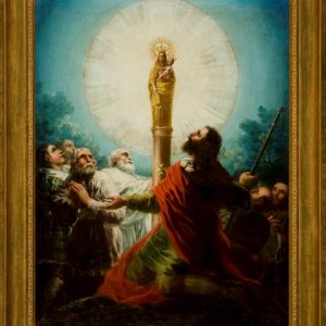 La aparición de la Virgen del Pilar a Santiago por Goya (c.1775)