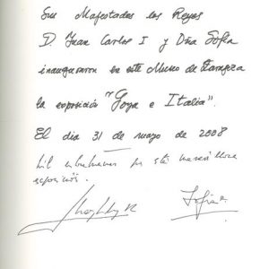 Firma de Juan Carlos I en el Libro de Oro del Museo de Zaragoza