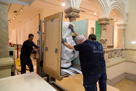 Montaje de gótico en la galería. Foto: José Garrido. Museo de Zaragoza