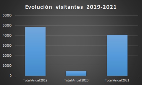 Gráfico de visitantes Museo de Zaragoza. Comparativa 2019-2021