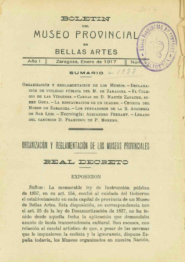 1917 Boletín Museo Z 1 portada