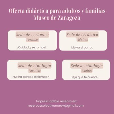 Cartel actividades para adultos y familias 2024. Museo de Zaragoza