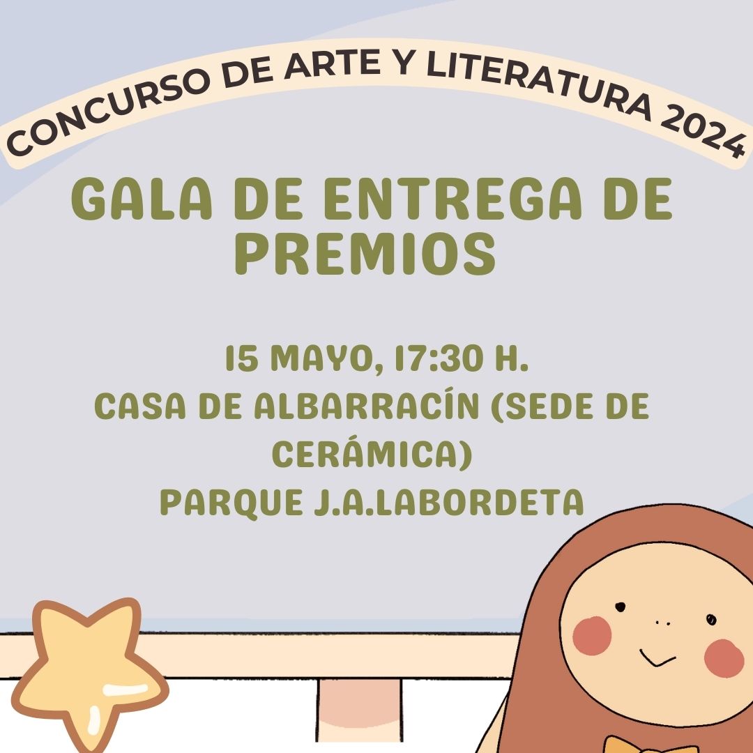 Cartel gala de entrega de premios concurso arte y literatura 2024
